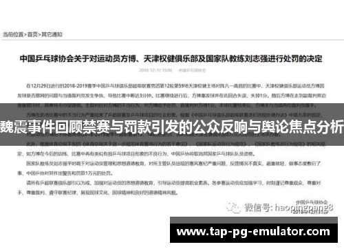 魏震事件回顾禁赛与罚款引发的公众反响与舆论焦点分析